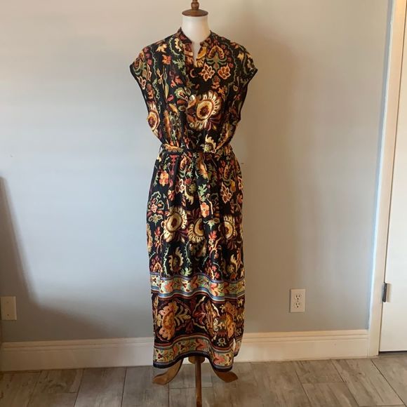 Zara Dresses Zara Colorful Pattern Satin Dress Size Large Poshmark